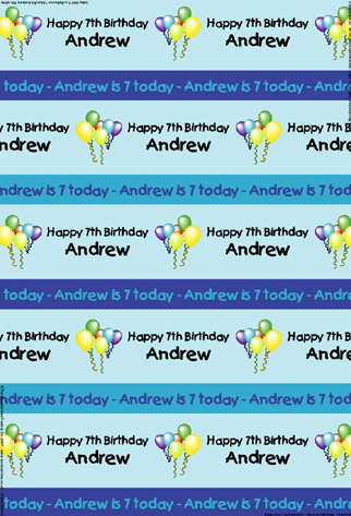 Personalised Birthday Wrapping Paper - Balloons Blue
