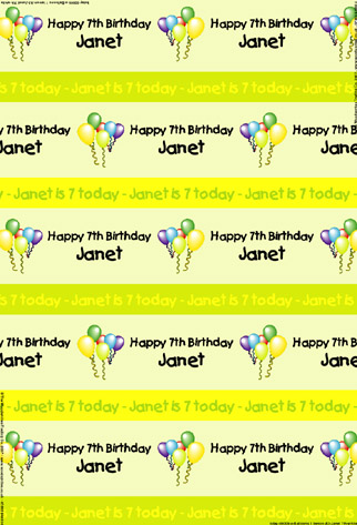 Personalised Birthday Wrapping Paper - Balloons Lemon