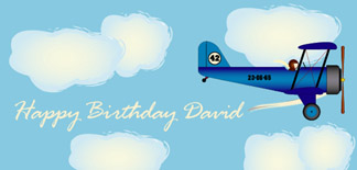 Personalised Birthday Cards - Biplane Blue