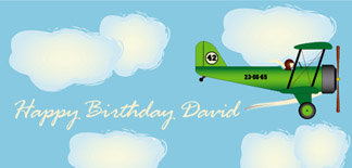 Personalised Birthday Cards - Biplane Green