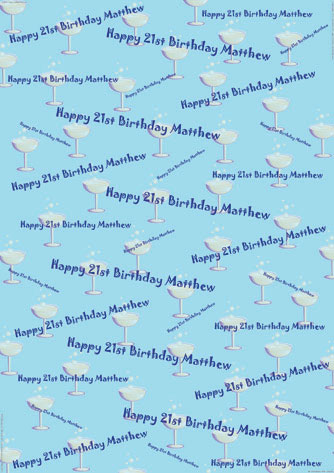 Personalized Birthday Wrapping Paper - Champagne Blue