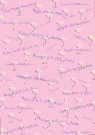 Personalized Birthday Wrapping Paper - Champagne Pink