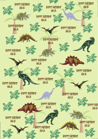 Personalized Birthday Wrapping Paper - Dinosaurs