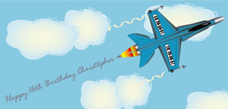 Personalised Birthday Cards - Fighter Plane Blue