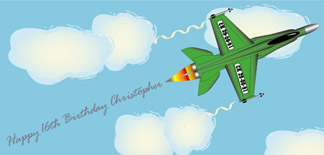Personalised Birthday Cards - Fighter Plane Green