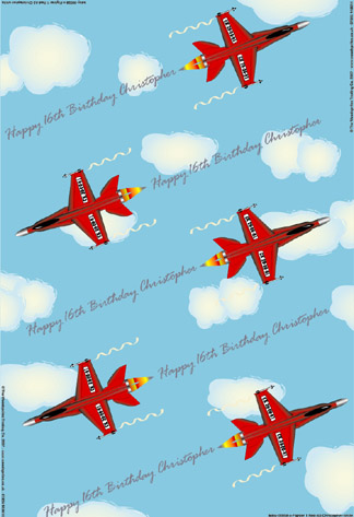 Personalised Birthday Wrapping Paper - Fighter Plane Red