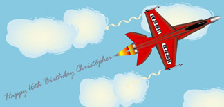 Personalised Birthday Cards - Fighter Plane Red