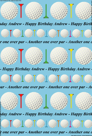 Personalised Birthday Wrapping Paper - Golf Ball Blue