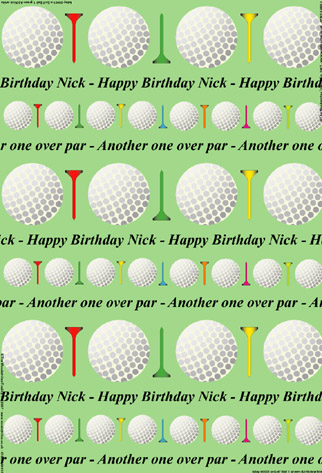 Personalized Birthday Wrapping Paper - Golf Ball Green