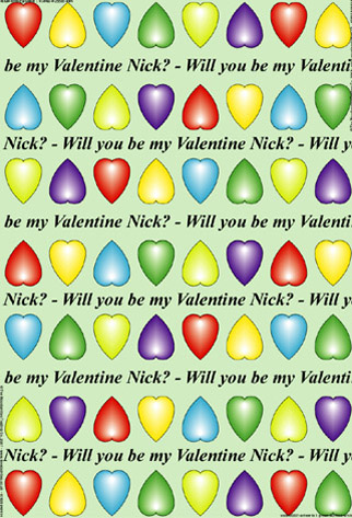 Personalised Valentine Wrapping Paper - Valentine Hearts Green