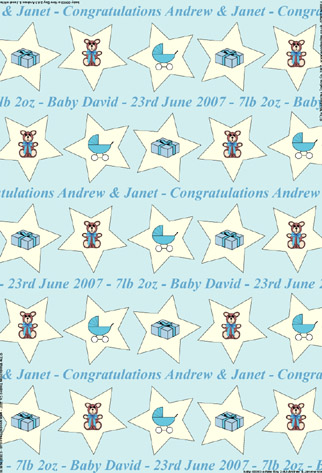 Personalised New Baby Wrapping Paper - New Baby Boy