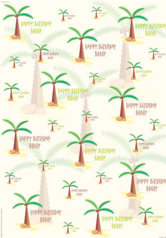 Personalized Birthday Wrapping Paper - Palm Trees