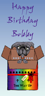 Personalised Birthday Cards - Pug Black