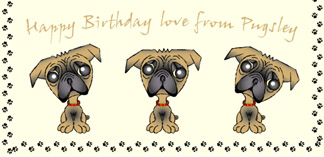 Personalised Pet Cards - Pug Tan 1