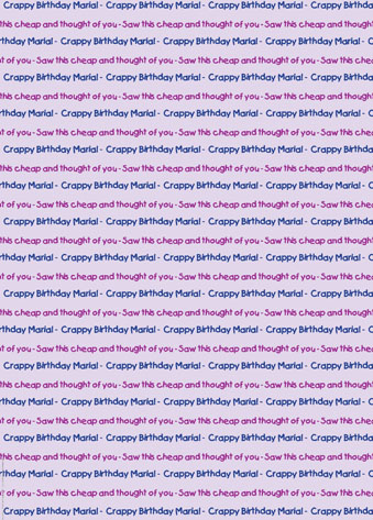 Personalized Insulting Birthday Wrapping Paper - Crappy Birthday - Saw this cheap - Lilac