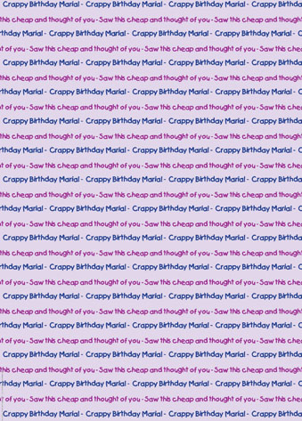 Personalized Insulting Birthday Wrapping Paper - Crappy Birthday - Saw this cheap - Lilac