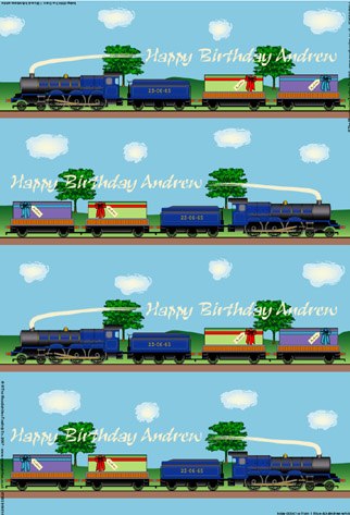 Personalised Birthday Wrapping Paper - Train Blue