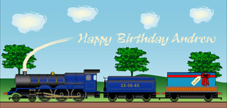 Personalised Birthday Cards - Train Blue