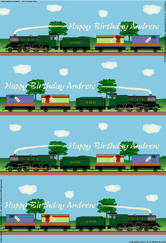 Personalized Birthday Wrapping Paper - Train Green