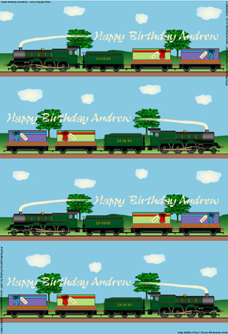 Personalised Birthday Wrapping Paper - Train Green