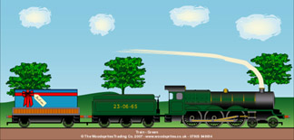 Personalised Birthday Cards - Train Green