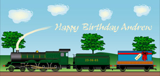 Personalised Birthday Cards - Train Green