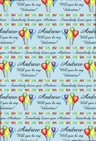 Personalised Birthday Wrapping Paper - Valentine Balloons Blue