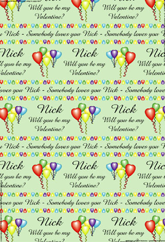 Personalised Birthday Wrapping Paper - Valentine Balloons Green