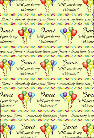 Personalised Birthday Wrapping Paper - Valentine Balloons Lemon