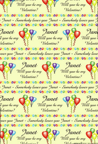 Personalised Birthday Wrapping Paper - Valentine Balloons Lemon