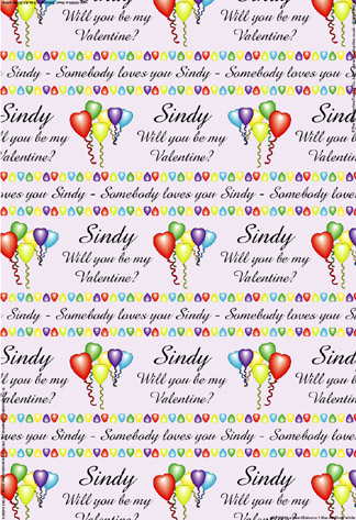 Personalised Birthday Wrapping Paper - Valentine Balloons Lilac