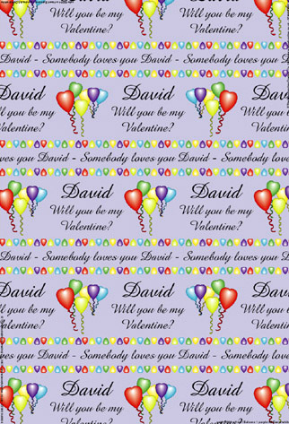 Personalised Birthday Wrapping Paper - Valentine Balloons Purple