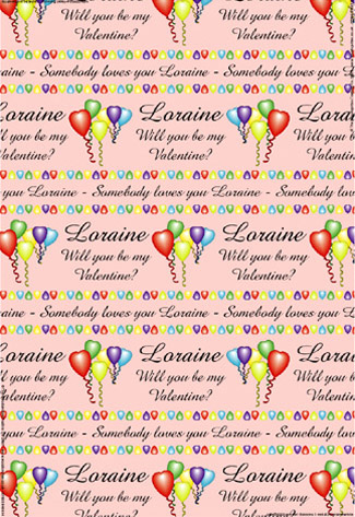 Personalised Birthday Wrapping Paper - Valentine Balloons Red