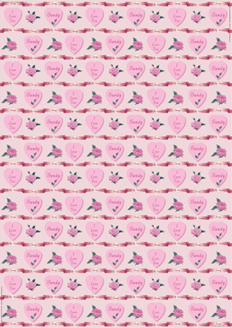 Personalised Valentine Wrapping Paper - Valentine Hearts & Roses - Pink