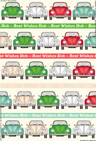 Personalized Birthday Wrapping Paper - VW Bug - Standard