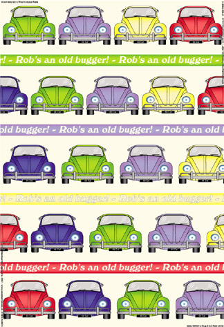 Personalized Birthday Wrapping Paper - VW Bug - Custom