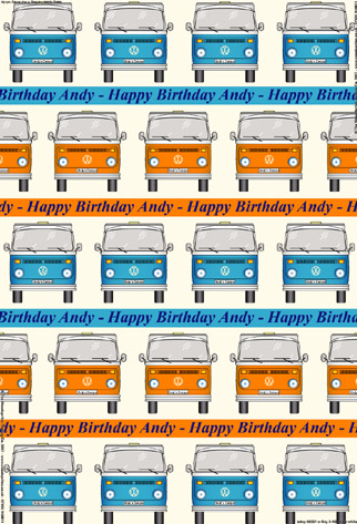Personalized Birthday Wrapping Paper -VW Bay - Devon Camper