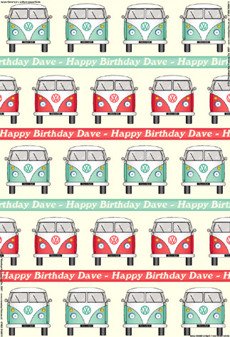 Personalized Birthday Wrapping Paper - VW Split - Bus