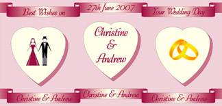 Personalised Wedding Cards - Wedding Hearts Burgundy