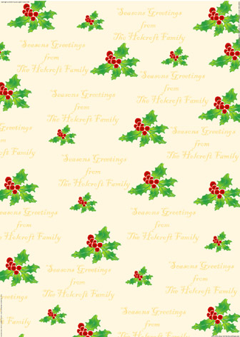 Personalised Christmas Wrapping Paper - Holly Cream