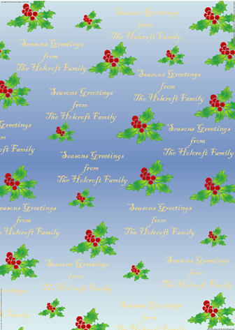 Personalised Christmas Wrapping Paper - Holly Blue