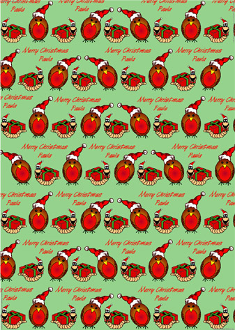 Personalised Christmas Wrapping Paper - Christmas Robin & Worm